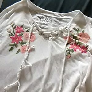 White floral tie up top